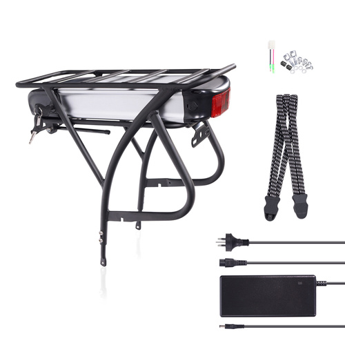 DEHAWK R2-3615H E-Bike Battery Kit, Bicycle Carrier Conversion kit incl. Charger, Silver/Black