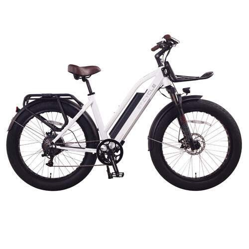 ET.Cycle T720 Fat Trekking Step-Thru E-Bike, 300W-750W, 48V 15Ah, 720Wh Battery [Matt White 26"]
